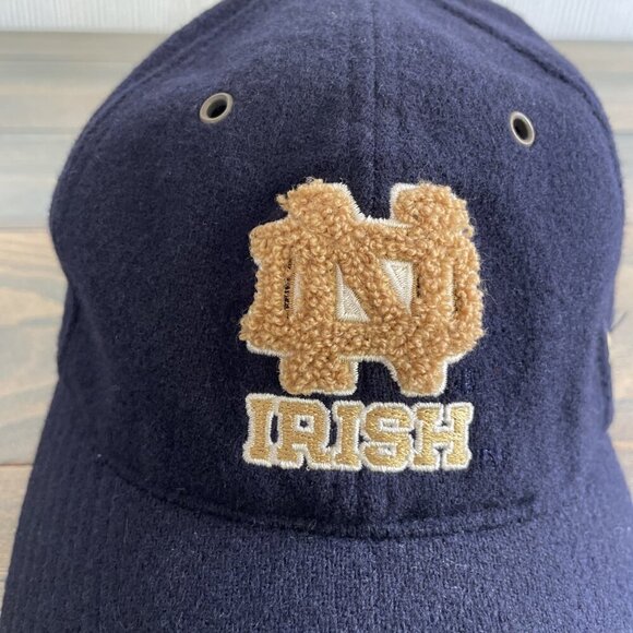 Adidas 1842 Vintage Notre Dame Fighting Irish Blue Stretch Fitt Hat OSFM (VV) - Picture 3 of 9